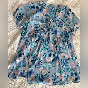 Pinkblush Maternity Floral Blue and Pink Top